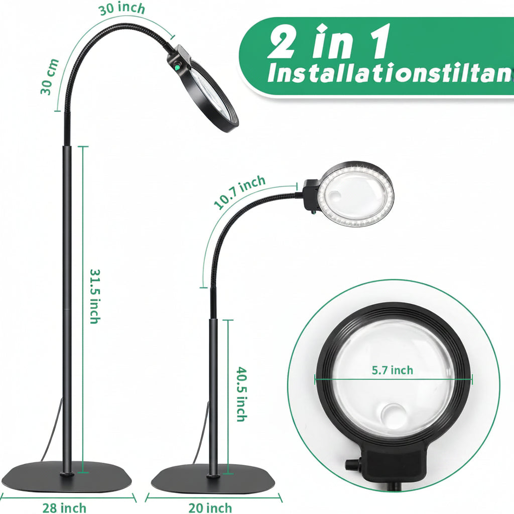 LED-forstørrelseslampe med 10×/30× og fleksibel arm – billede 6