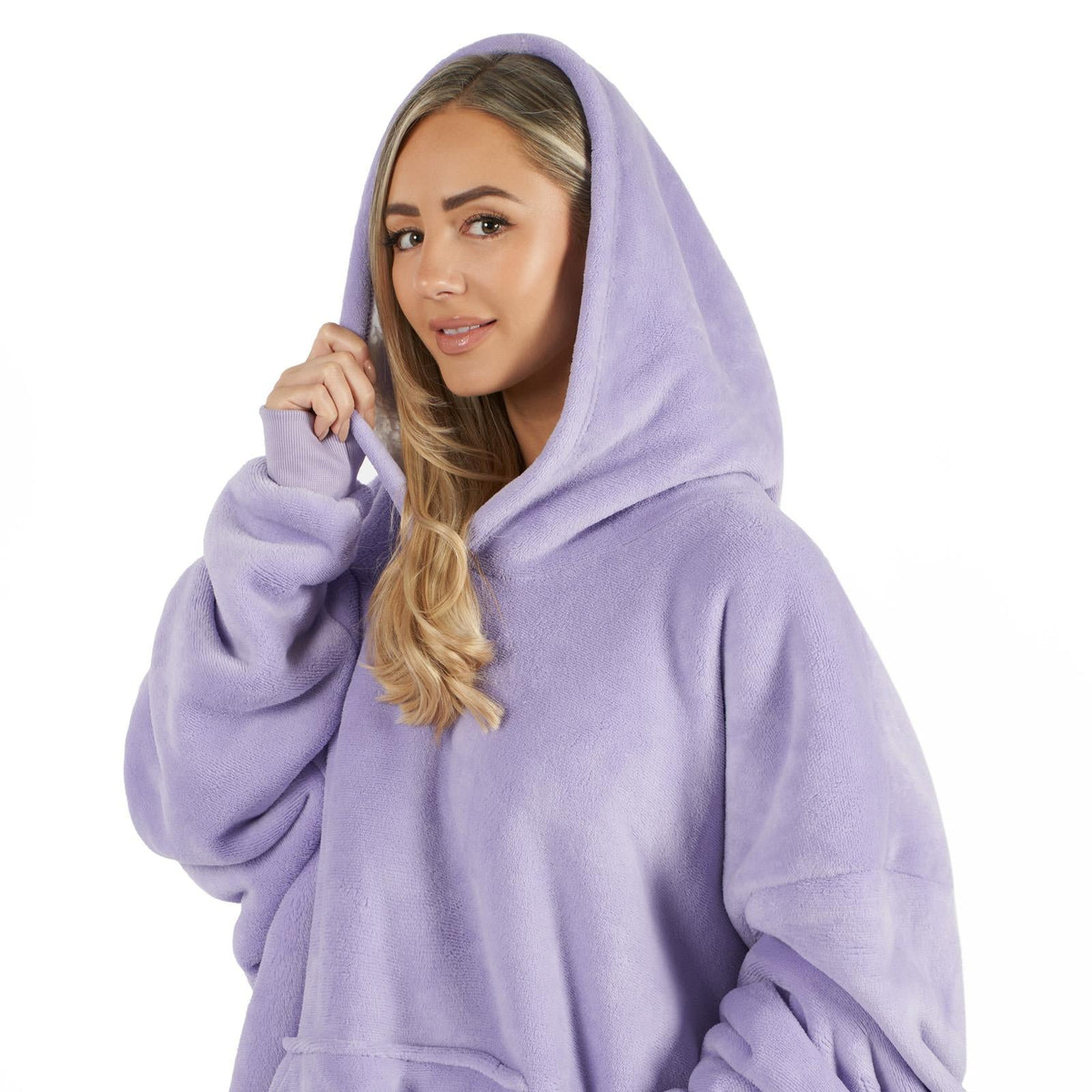 Oversized hoodie-tæppe med blødt sherpa-for – produktbillede 30