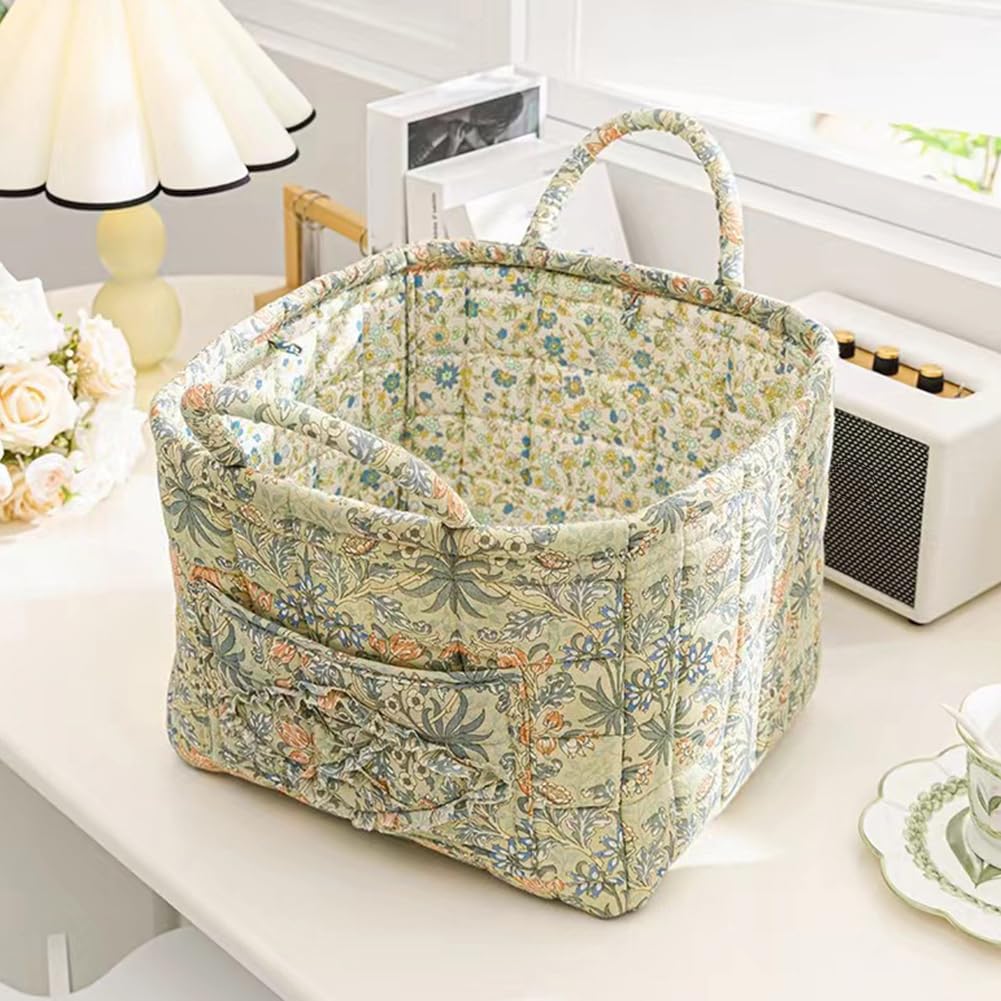 Foldbar opbevaringskurv med blomstermønster – 33 × 27 × 26 cm