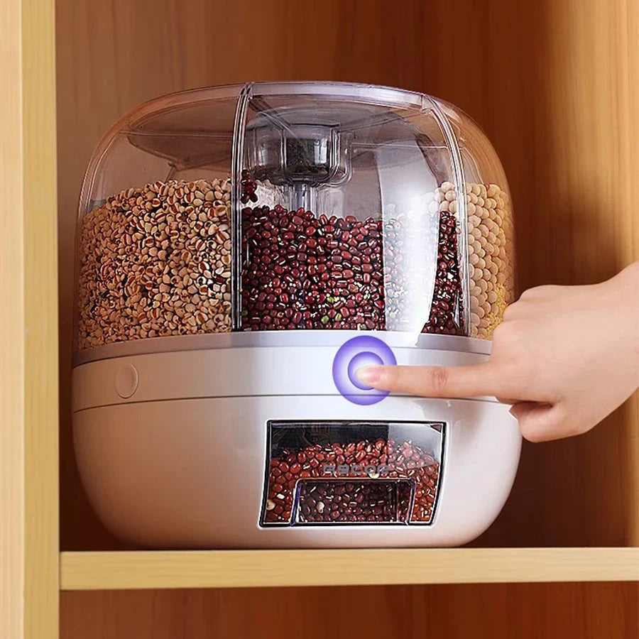 Drejelig tørvaredispenser i ABS med 6 rum
