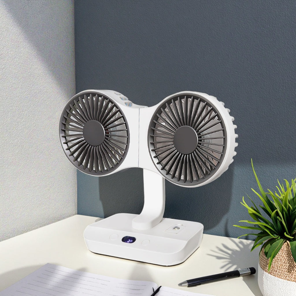 Genopladelig dobbelt bordventilator – 8000 mAh