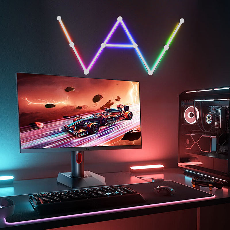 Modulære RGB-væglys med lyd- og stemmestyring – 6 paneler