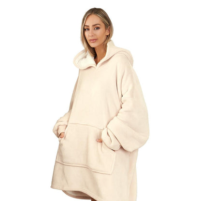 Oversized hoodie-tæppe med blødt sherpa-for – produktbillede 10