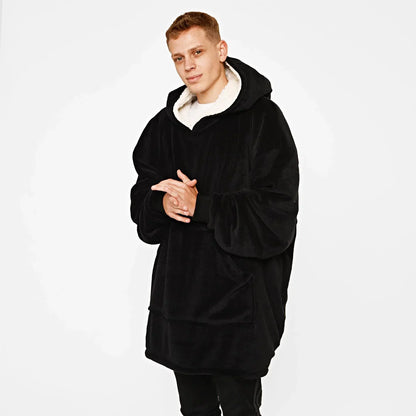 Oversized hoodie-tæppe med blødt sherpa-for – produktbillede 1
