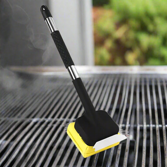 Damprensende grillbørste med skraber