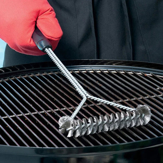 Grillbørste i rustfrit stål med langt skaft