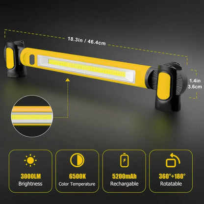 Genopladelig LED-arbejdslampe med magnetfod