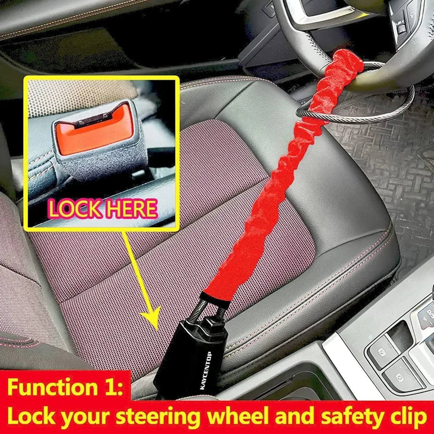Rattlås til bil med sikkerhedssele-lås