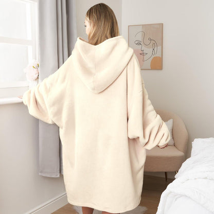 Oversized hoodie-tæppe med blødt sherpa-for – produktbillede 11
