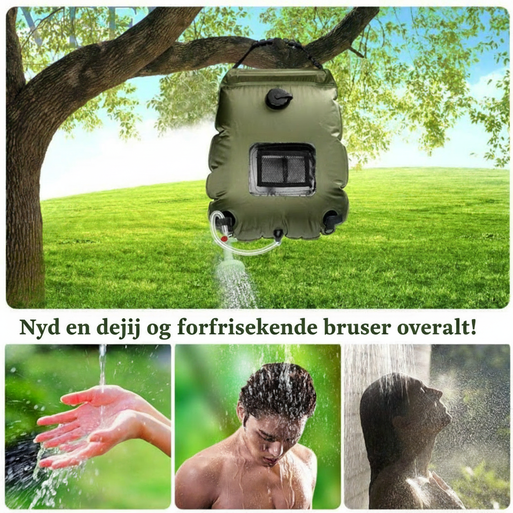 Solopvarmet campingbruser med 20 liters vandpose – produktbillede 4