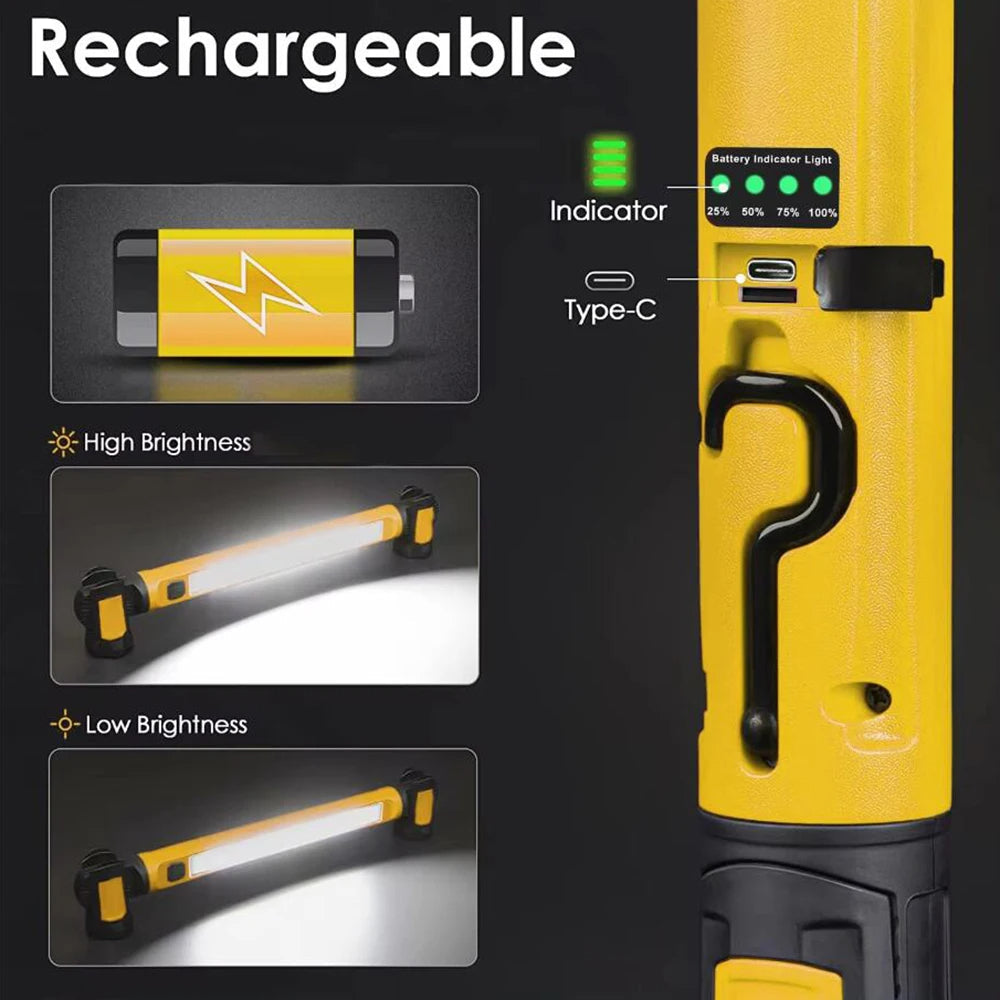 Genopladelig LED-arbejdslampe med magnetfod
