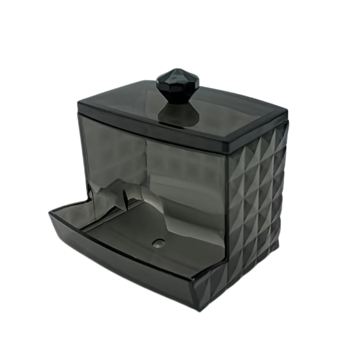 Vatpindebeholder i klar plast med bambuslåg – 9 × 7,2 × 9 cm