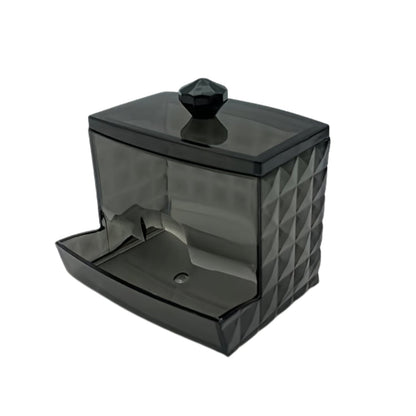 Vatpindebeholder i klar plast med bambuslåg – 9 × 7,2 × 9 cm