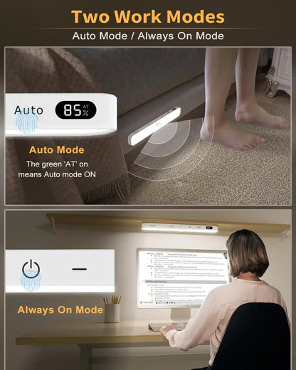 Genopladelig LED-lyslist med bevægelsessensor og batteridisplay
