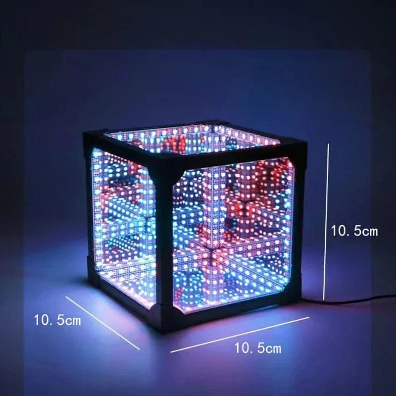 3D-lyskube med infinity-effekt, RGB LED og USB-strøm