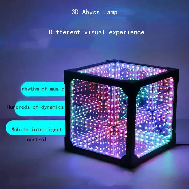 3D-lyskube med infinity-effekt, RGB LED og USB-strøm