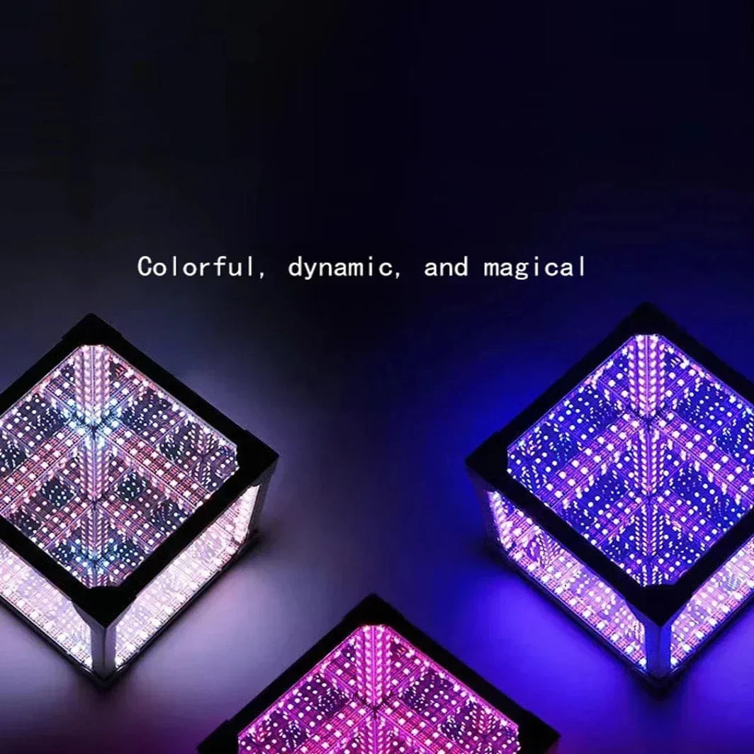 3D-lyskube med infinity-effekt, RGB LED og USB-strøm