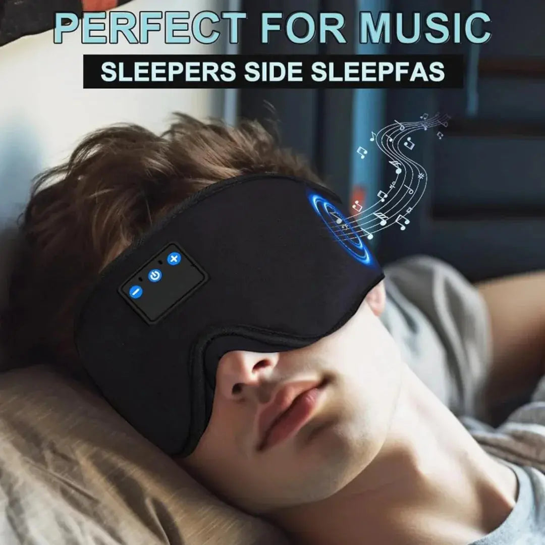 3D-sovemaske med trådløse hovedtelefoner og Bluetooth 5.4