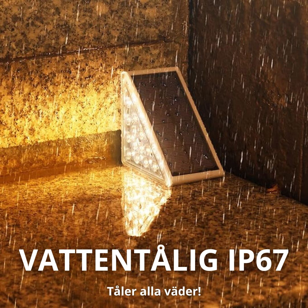 Solcelledrevet LED-trinlampe med bevægelsessensor