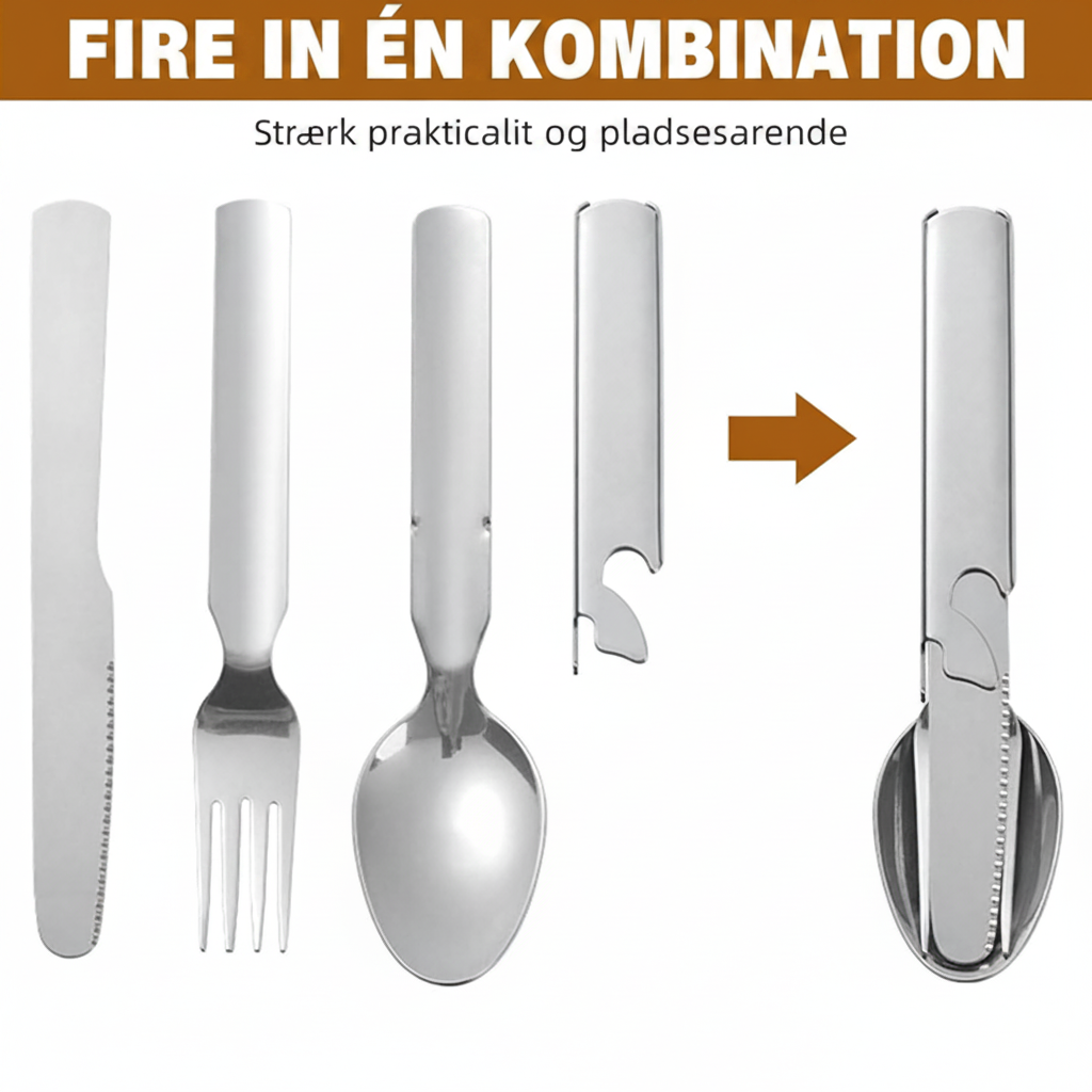 Foldbart 4-i-1 campingbestik i rustfrit stål – produktbillede 6