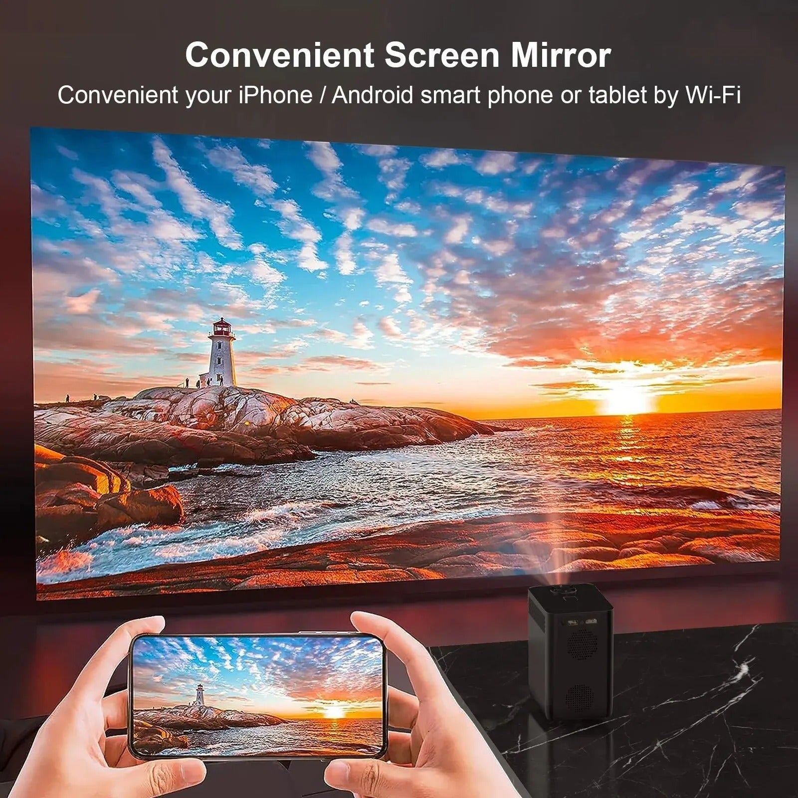 Smartprojektor med Android 10, WiFi og 4K-understøttelse