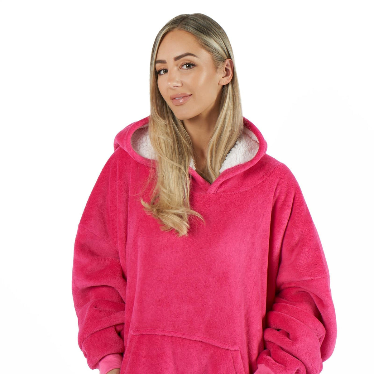 Oversized hoodie-tæppe med blødt sherpa-for – produktbillede 18