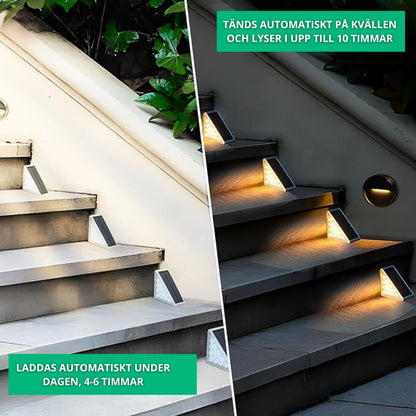 Solcelledrevet LED-trinlampe med bevægelsessensor
