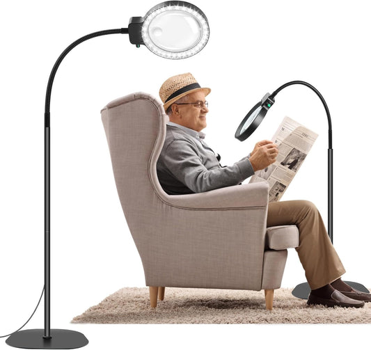 LED-forstørrelseslampe med 10×/30× og fleksibel arm – produktbillede