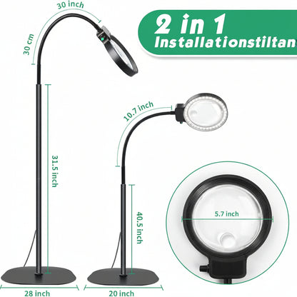 LED-forstørrelseslampe med 10×/30× og fleksibel arm – billede 6
