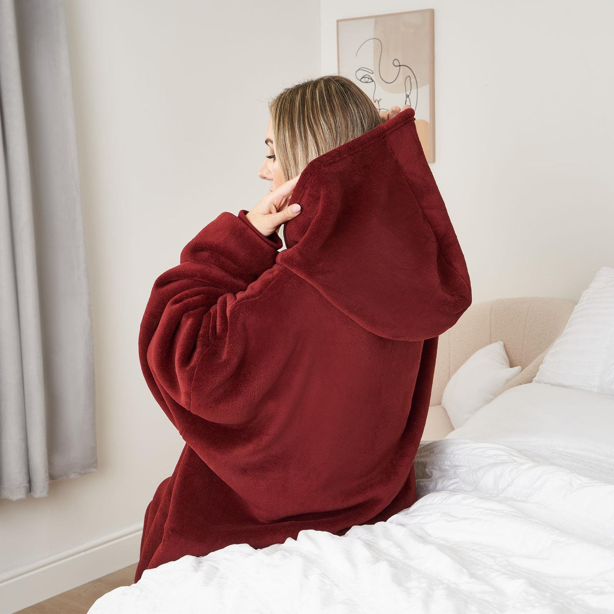 Oversized hoodie-tæppe med blødt sherpa-for – produktbillede 15