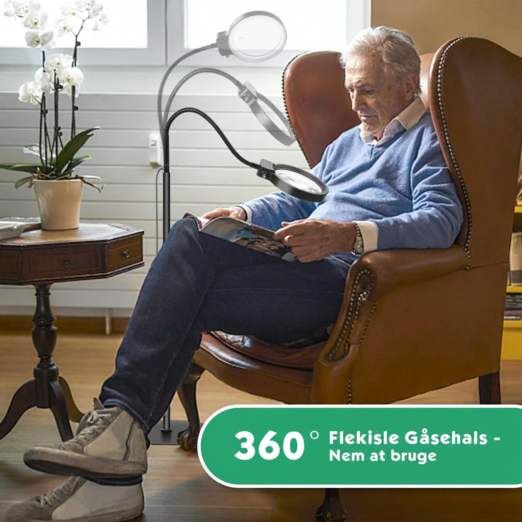 LED-forstørrelseslampe med 10×/30× og fleksibel arm – billede 4