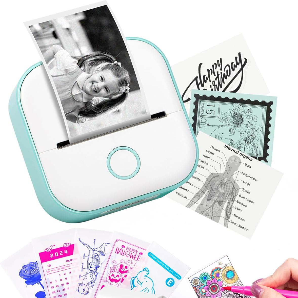 Mini Bluetooth-labelprinter uden blæk – produktbillede 1