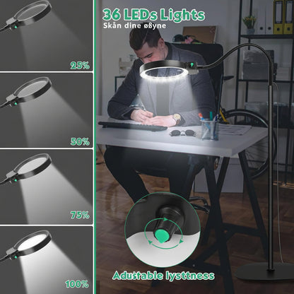 LED-forstørrelseslampe med 10×/30× og fleksibel arm – billede 3