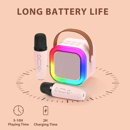 Mini karaokemaskine til børn med 2 trådløse mikrofoner – produktbillede 7