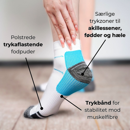 Ankelkompressionsstrømper med støtte til svangen