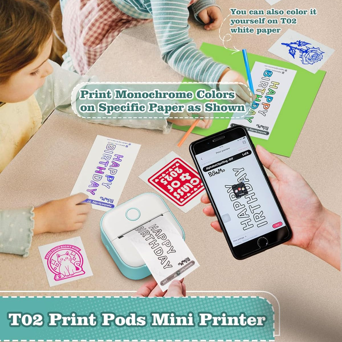 Mini Bluetooth-labelprinter uden blæk – produktbillede 8
