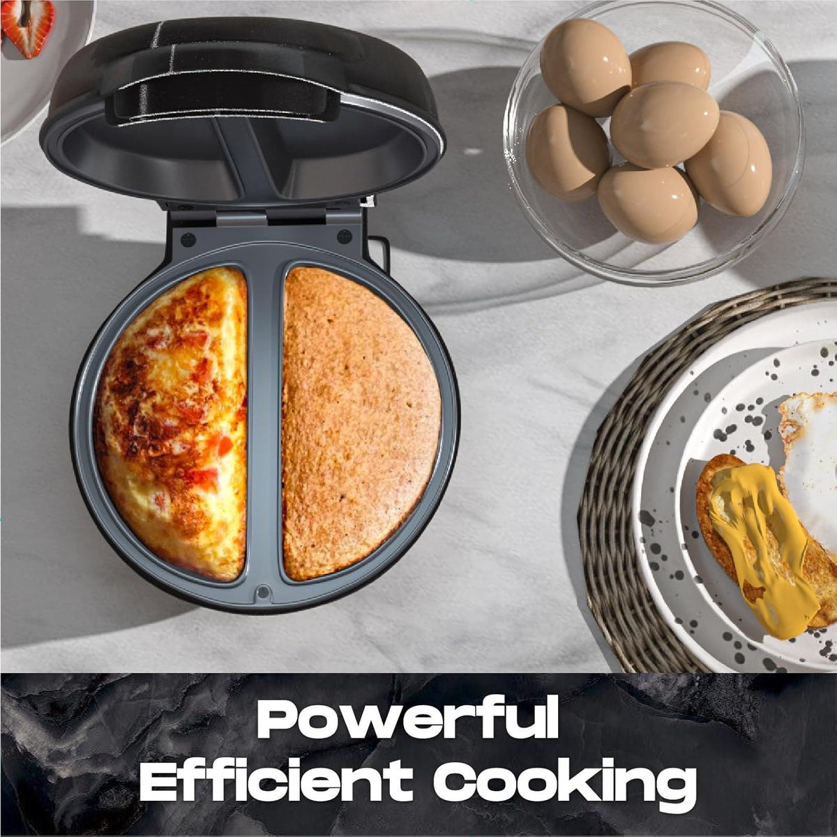 Dobbelt omeletmaskine med non-stick-plader – 750 W – produktbillede 3