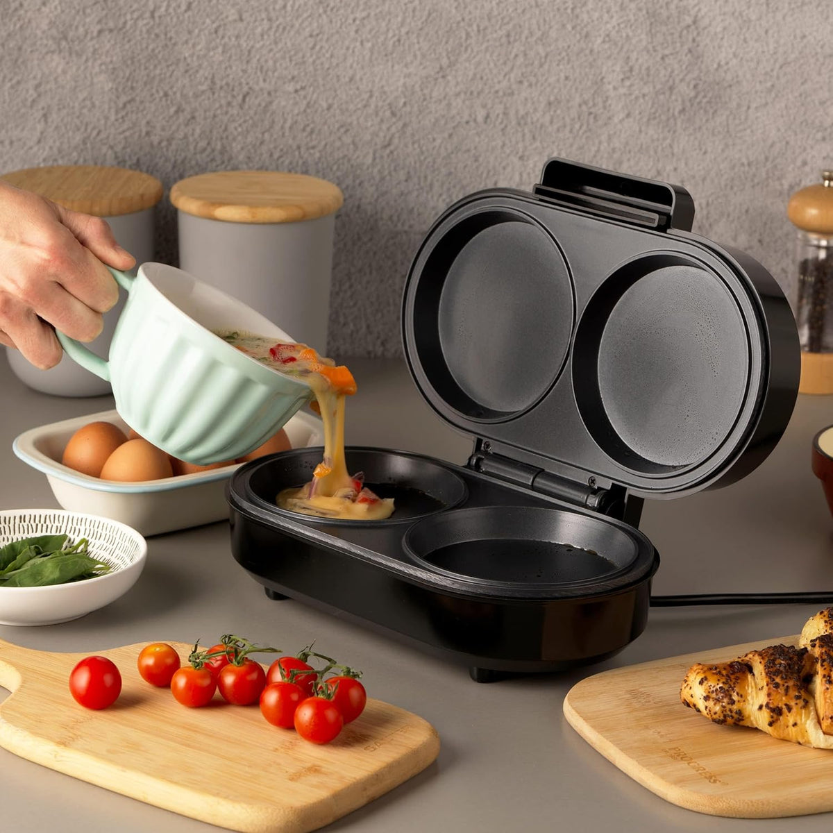 Elektrisk omeletmaskine med to non-stick-rum – 850 W – produktbillede 11