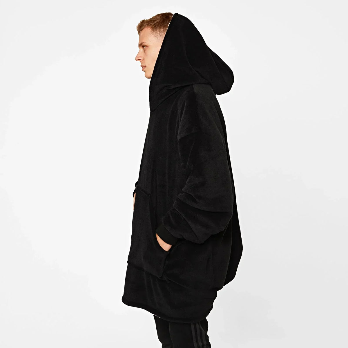Oversized hoodie-tæppe med blødt sherpa-for – produktbillede 3
