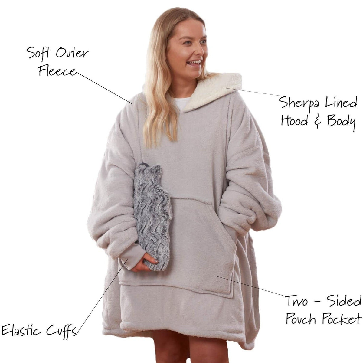 Oversized hoodie-tæppe med blødt sherpa-for – produktbillede 25