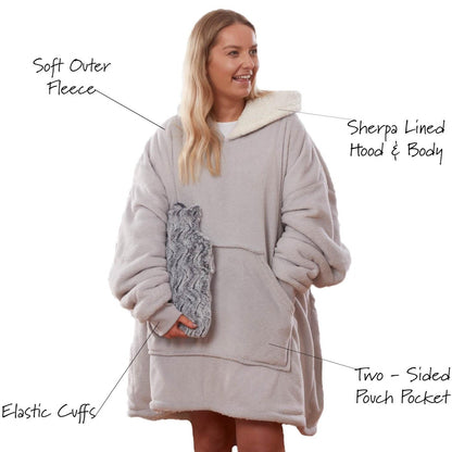 Oversized hoodie-tæppe med blødt sherpa-for – produktbillede 25