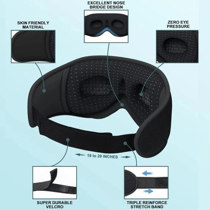 3D-sovemaske med trådløse hovedtelefoner og Bluetooth 5.4