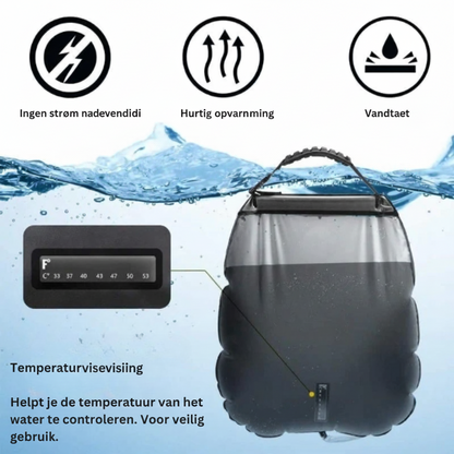 Solopvarmet campingbruser med 20 liters vandpose – produktbillede 2