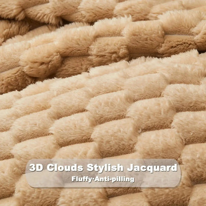 Flannelfleecetæppe med jacquardvævet skymønster – 350 g/m²
