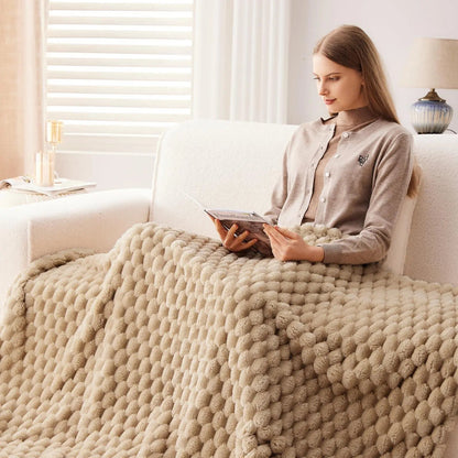 Flannelfleecetæppe med jacquardvævet skymønster – 350 g/m²