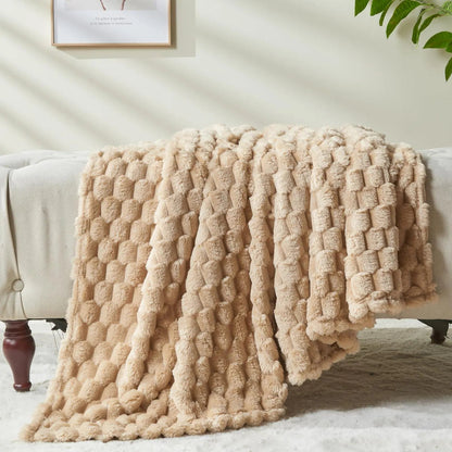 Flannelfleecetæppe med jacquardvævet skymønster – 350 g/m²
