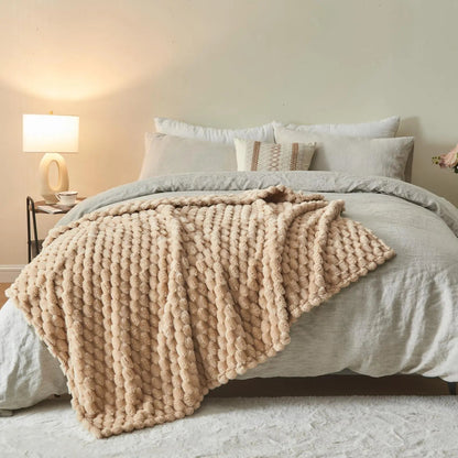 Flannelfleecetæppe med jacquardvævet skymønster – 350 g/m²