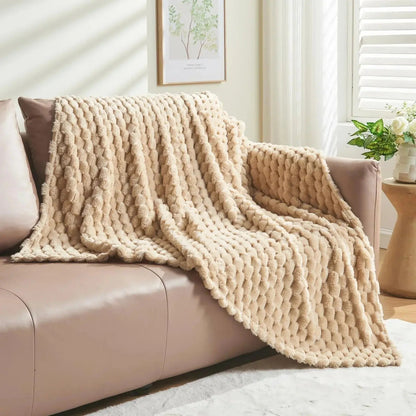 Flannelfleecetæppe med jacquardvævet skymønster – 350 g/m²