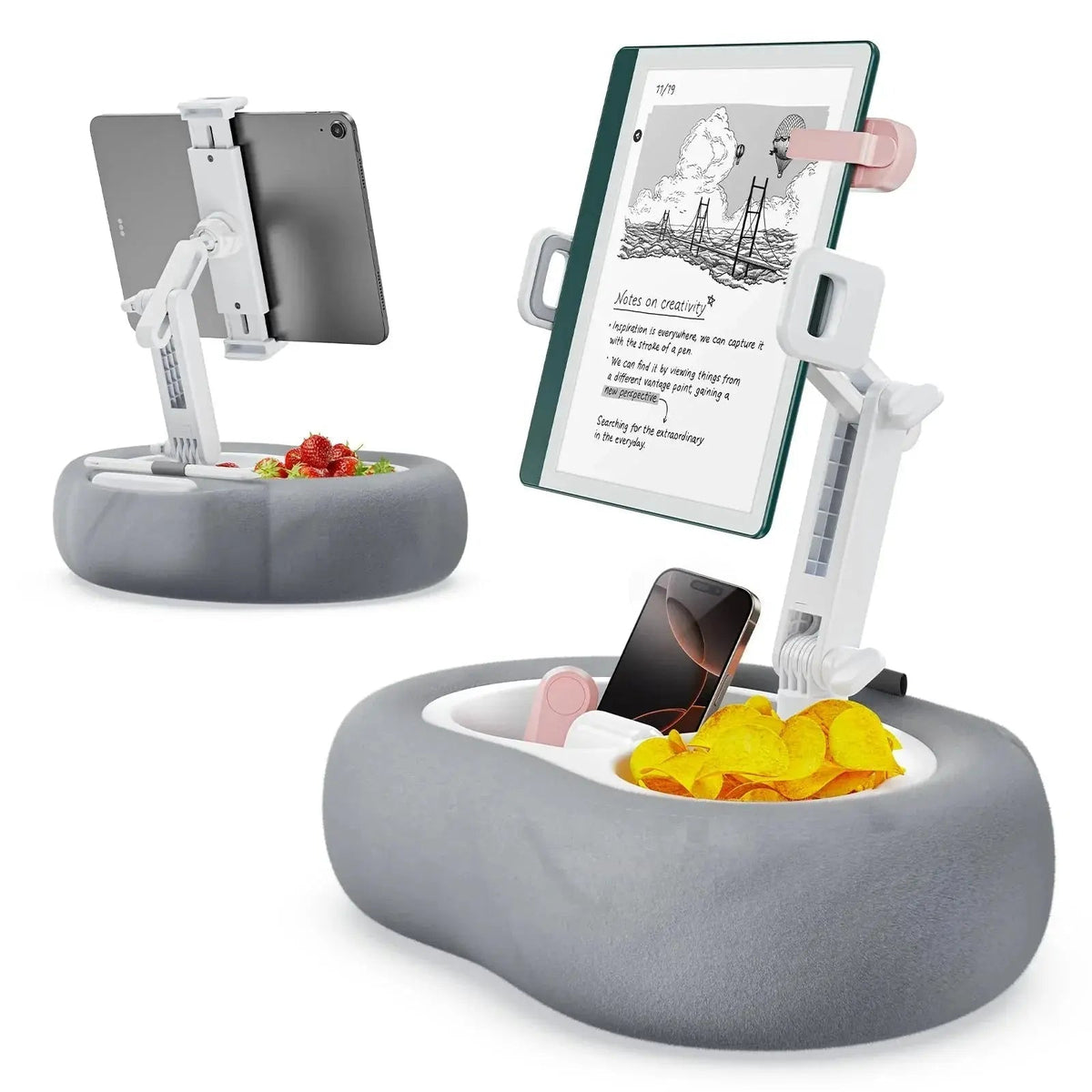 Polstret tabletstativ med 2 aftagelige bakker