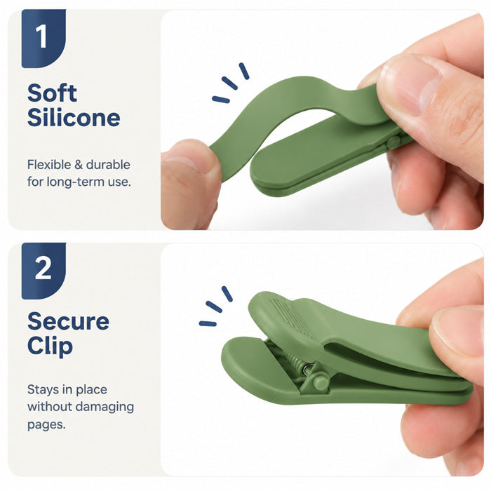 Silikonebogmærker med sideholder – 3 stk., 12 cm
